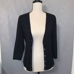 White House Black Market Black Button Cardigan
